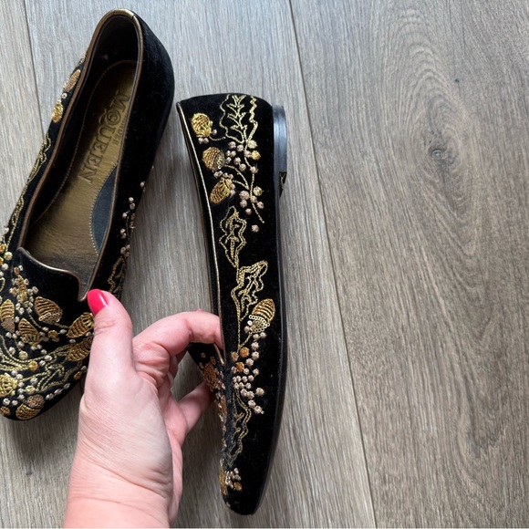 Alexander McQueen Embroidered Velvet Acorn Smoking Slipper - Picture 12 of 15